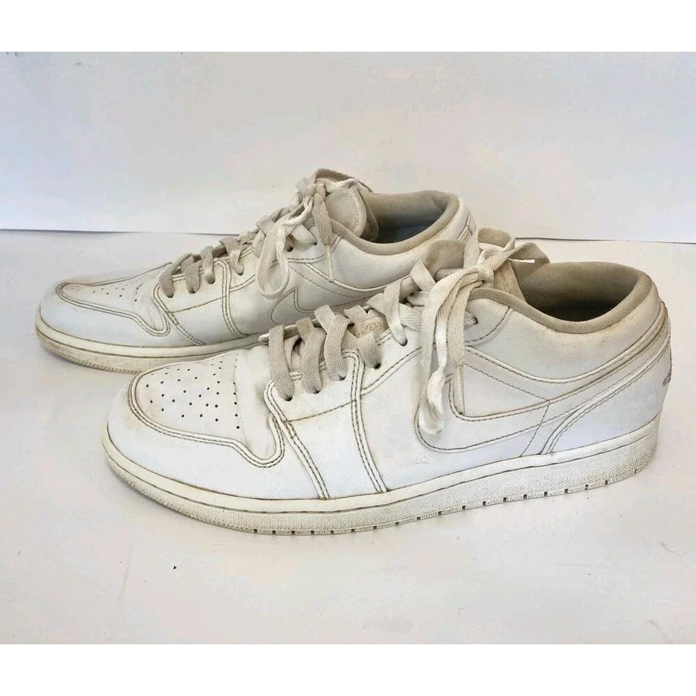 Nike Air Jordan Shoes Mens Size 9.5 1 Low Triple White 553558-120